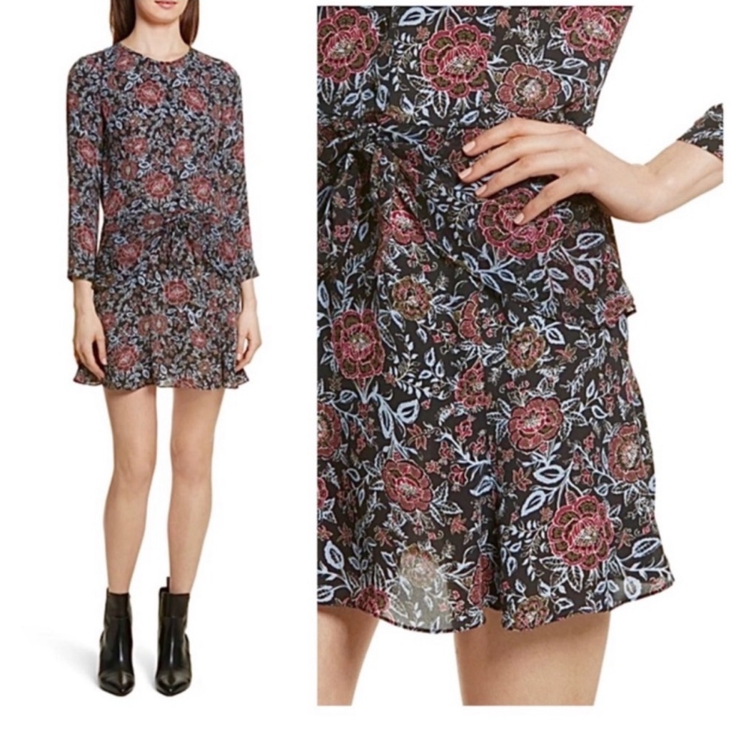 Veronica Beard Tie Waist Silk Dress